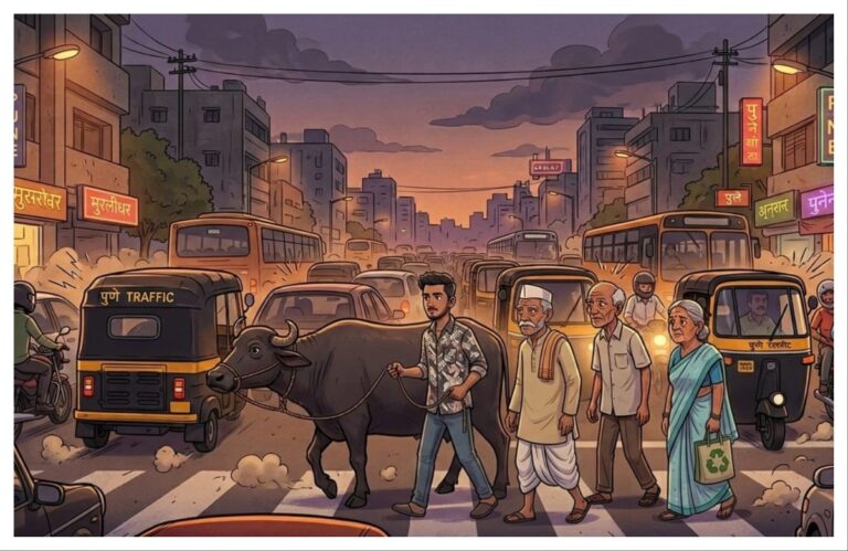 अगं अगं म्हशी… सगळ्यात इनोव्हेटिव्ह कल्पना! अवांतर, मराठीकथा, मराठीलेखक, मराठीवाचन, मराठी साहित्य, मी मराठी, अभिजात मराठी, इनोव्हेटिव्ह कल्पना, म्हशींचे रस्ता क्रॉसिंग, म्हशींच्या मदतीने रस्ता क्रॉसिंग, ज्येष्ठ नागरिकांसाठी म्हैस, रस्त्यावरील हेवी ट्रॅफिक, ट्रॅफिकमधून रस्ता ओलांडणे, ट्रॅफिंगमध्ये रोड क्रोसिंग,